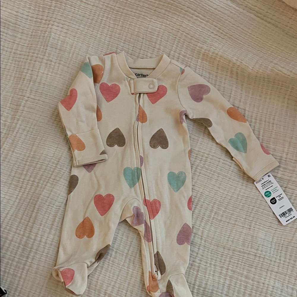 Carter's Cream One Piece with Colorful Heart Pattern